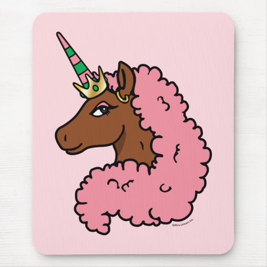 Hellrosa Afro Unicorn Mousepad (Vorne)