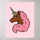 Hellrosa Afro Unicorn Poster (Vorne)