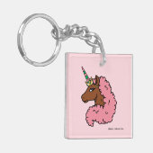 Hellrosa Afro Unicorn Schlüsselanhänger (Vorderseite links)