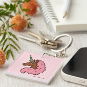 Hellrosa Afro Unicorn Schlüsselanhänger (Vorderseite rechts)