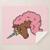 Hellrosa Afro Unicorn Sherpadecke (Vorderseite (Horizontal))
