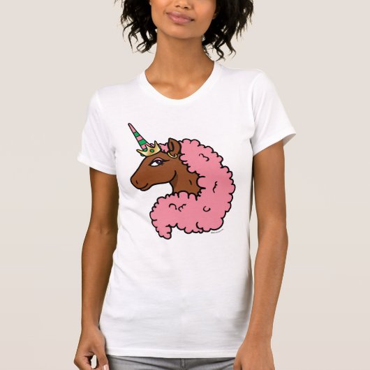 Hellrosa Afro Unicorn T-Shirt (Vorderseite)