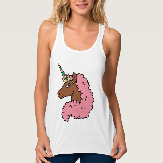 Hellrosa Afro Unicorn Tank Top (Vorderseite)
