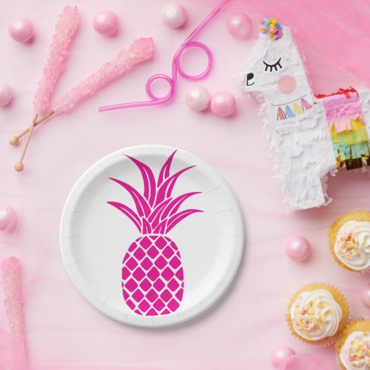 Hellrosa Ananapfelplatte Pappteller (Party)