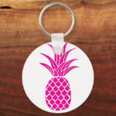 Hellrosa Ananas Button-Schlüsselanhänger Schlüsselanhänger (Vorderseite)