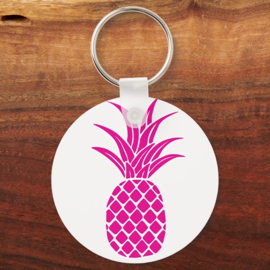 Hellrosa Ananas Button-Schlüsselanhänger Schlüsselanhänger (Vorderseite)
