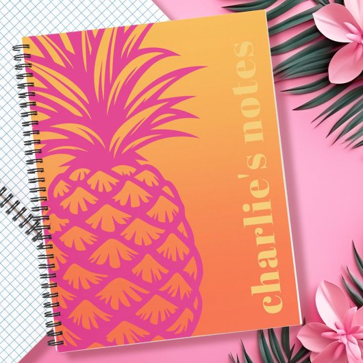 Hellrosa Ananas, orange gelber Farbverlauf Notizblock