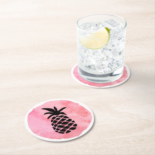 Hellrosa Ananas Runder Pappuntersetzer (Vor Ort)
