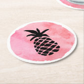 Hellrosa Ananas Runder Pappuntersetzer (Angewinkelt)