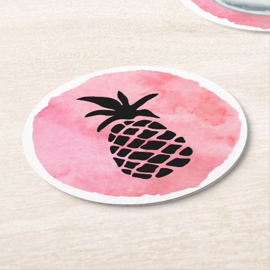 Hellrosa Ananas Runder Pappuntersetzer (Angewinkelt)