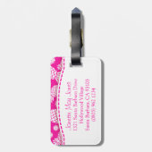 Hellrosa Ananas und Blume mit dem Namen Gepäckanhä Gepäckanhänger (Rückseite vertikal)