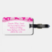 Hellrosa Ananas und Blume mit dem Namen Gepäckanhä Gepäckanhänger (Rückseite horizontal)