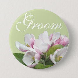 Hellrosa Apfel Blume Bräutigam Hochzeit Button