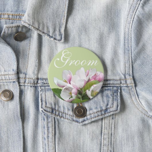 Hellrosa Apfel Blume Bräutigam Hochzeit Button (Beispiel)