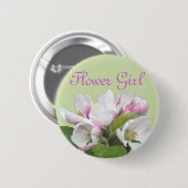 Hellrosa Apfelblüten-Blumenmädchen-Hochzeit Button (Vorne & Hinten)