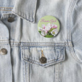 Hellrosa Apfelblüten-Blumenmädchen-Hochzeit Button (Beispiel)