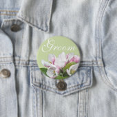 Hellrosa Apfelblüten Bräutigam Hochzeit Button (Beispiel)