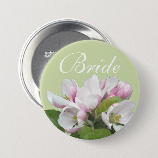 Hellrosa Apfelbräune Blume Hochzeitsknopf. Button (Vorne & Hinten)
