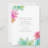 Hellrosa Aquamariner Sommergarten Sukkulenten Hoch Einladung (Vorderseite)