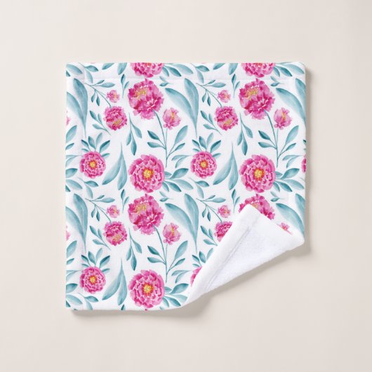 Hellrosa Aquamarines Watercolor Sommerblumenmuster Waschlappen (Waschlappen)