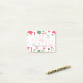 Hellrosa Aquarell tropischer Flamingo florale Post-it Klebezettel (Auf Schreibtisch)