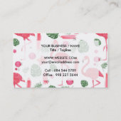 Hellrosa Aquarell tropischer Flamingo florale Visitenkarte (Rückseite)