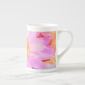 Hellrosa Aquarellblume Knochen-China Tasse (Rechts)
