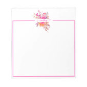 Hellrosa Aquarellblumen personalisiert Notizblock (Vorderseite)