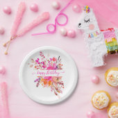 Hellrosa Aquarellblumen personalisiert Pappteller (Party)