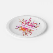 Hellrosa Aquarellblumen personalisiert Pappteller (Schrägansicht)