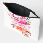 Hellrosa Aquarellblumen personalisiert Zubehörtasche (Offen)