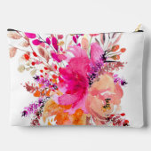 Hellrosa Aquarellblumen personalisiert Zubehörtasche (Rückseite)