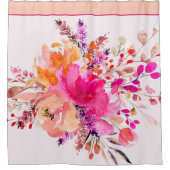 Hellrosa Aquarellblüte Duschvorhang (Vorderseite)