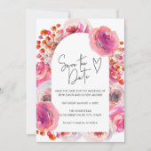 Hellrosa Aquarellbogen Save the Date (Vorderseite)