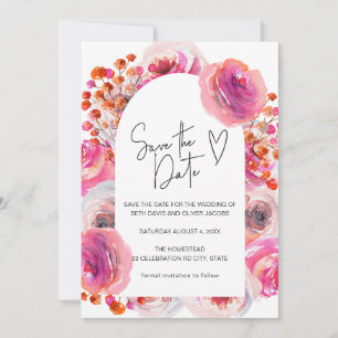 Hellrosa Aquarellbogen Save the Date