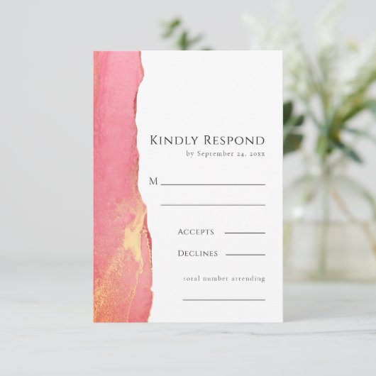 Hellrosa Art UAWG Wedding Response Card RSVP Karte (Stehend Vorderseite)