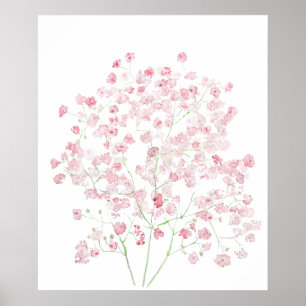 hellrosa Baby-Breath-Blumenstrauß Gypsophila Aquar Poster