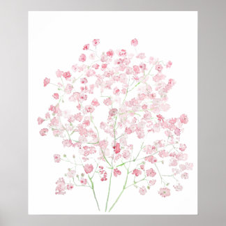Hellrosa Baby Breath Bouquet gipophila Wassercol Poster