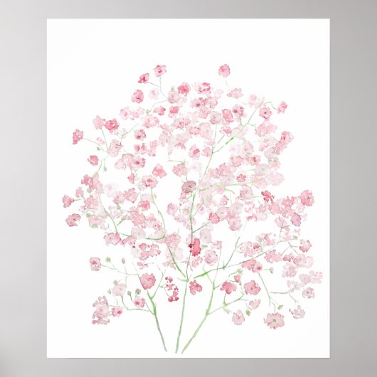 Hellrosa Baby Breath Bouquet gipophila Wassercol Poster (Vorne)
