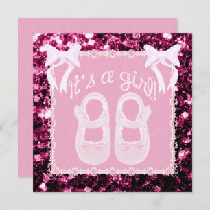 Hellrosa Baby Dusche Pink Glitzern Einladen Einladung