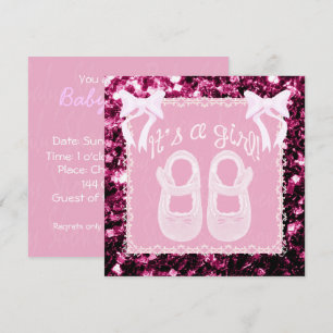 Hellrosa Baby Dusche Pink Glitzern Einladen Einladung