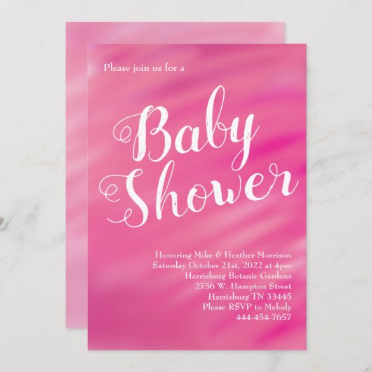 Hellrosa Babydusche Girl Einladung (Vorne/Hinten)