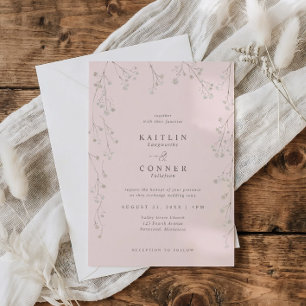 Hellrosa Baby's Breath Wildblumen Boho Hochzeit Einladung