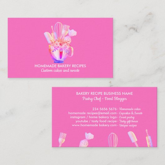 Hellrosa Bäckerei Kuchen Maker Cupcake Shop Visitenkarte (Vorne/Hinten)