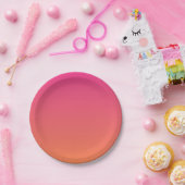 Hellrosa bis orange glänzende Solid Pappteller (Party)