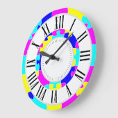 Hellrosa Blau, Gelb-Puzzle Kunst Große Wanduhr (Winkel)