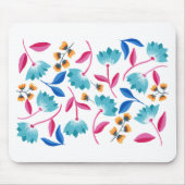 Hellrosa, blau gestrichen, Abstrakte Blumenmousepa Mousepad (Vorne)
