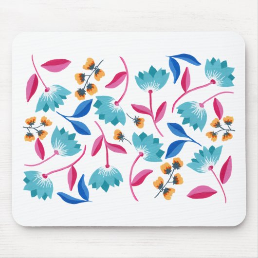Hellrosa, blau gestrichen, Abstrakte Blumenmousepa Mousepad (Vorne)