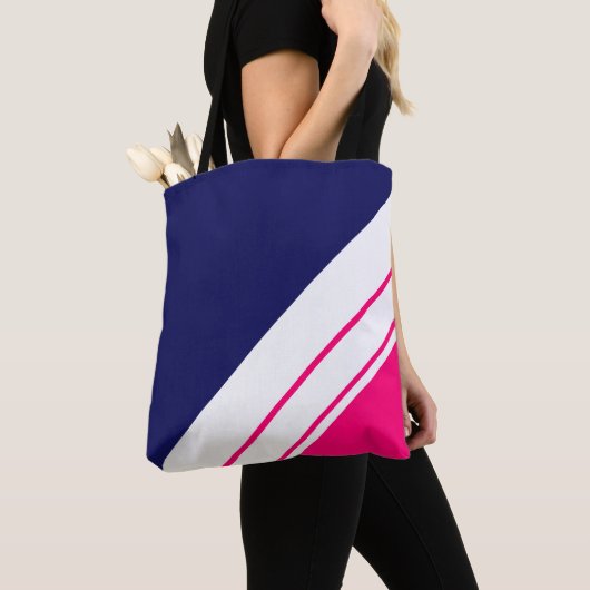 Hellrosa blaue, blaue, schlanke Streifen Tasche (Von Nahem)