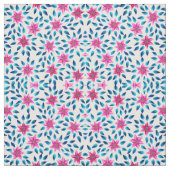 Hellrosa blaue Blumen Blätter Acrylfarbe Stoff (Muster)